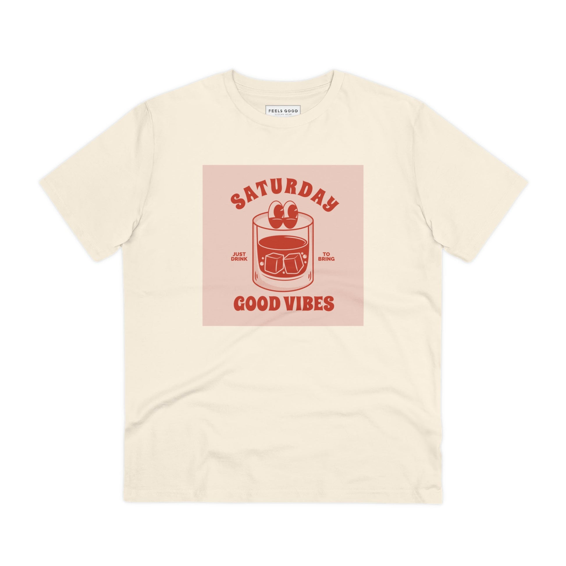 Step into the past with the positive 'Good Vibes Saturday' retro organic cotton t-shirt—retro perfection!