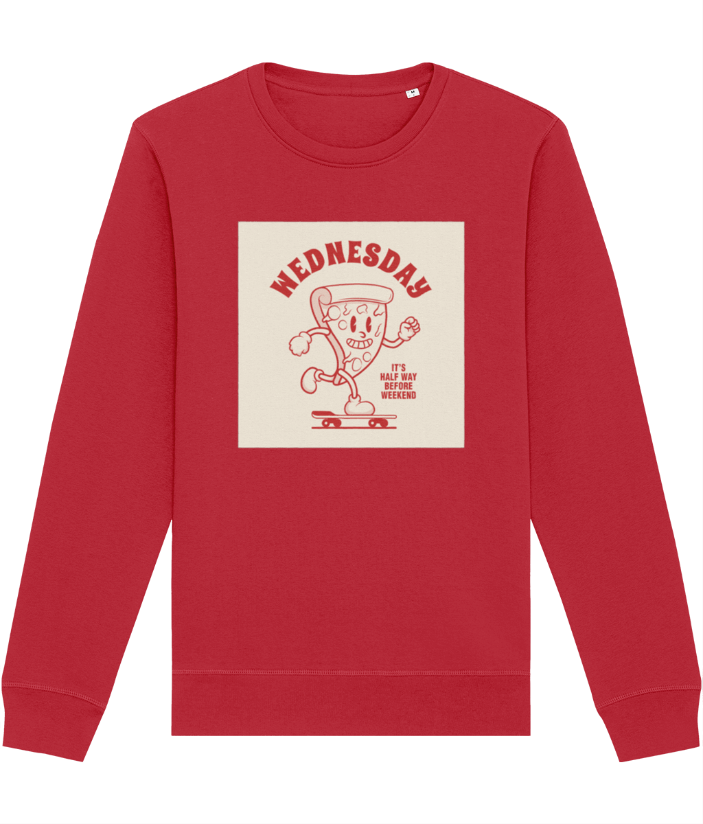 Get the Positive 'Half-Way Wednesday' Retro Organic Cotton Sweatshirt—soft, stylish, and timeless!