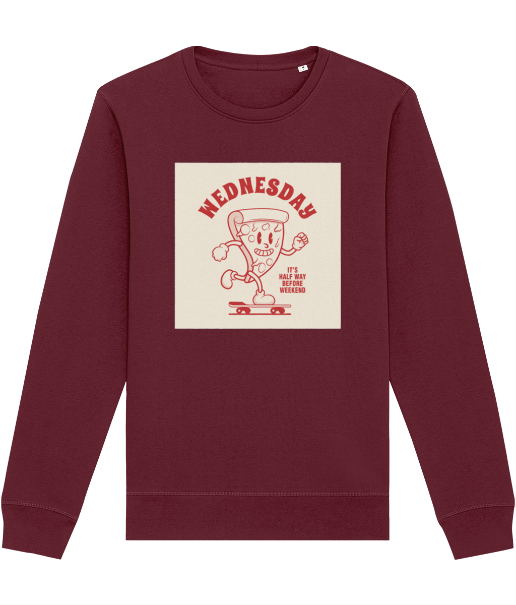 Add a cool edge to your look with the Positive 'Half-Way Wednesday' Retro Organic Cotton Sweatshirt!