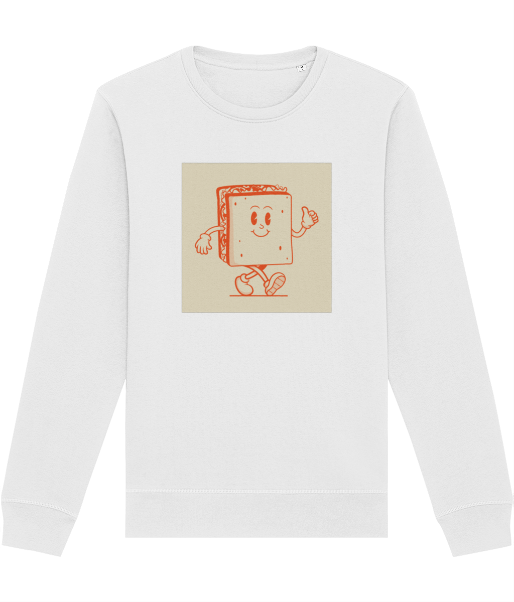 Elevate your look with the Positive 'Happy Sandwich' Retro Organic Cotton Sweatshirt—a vintage must!