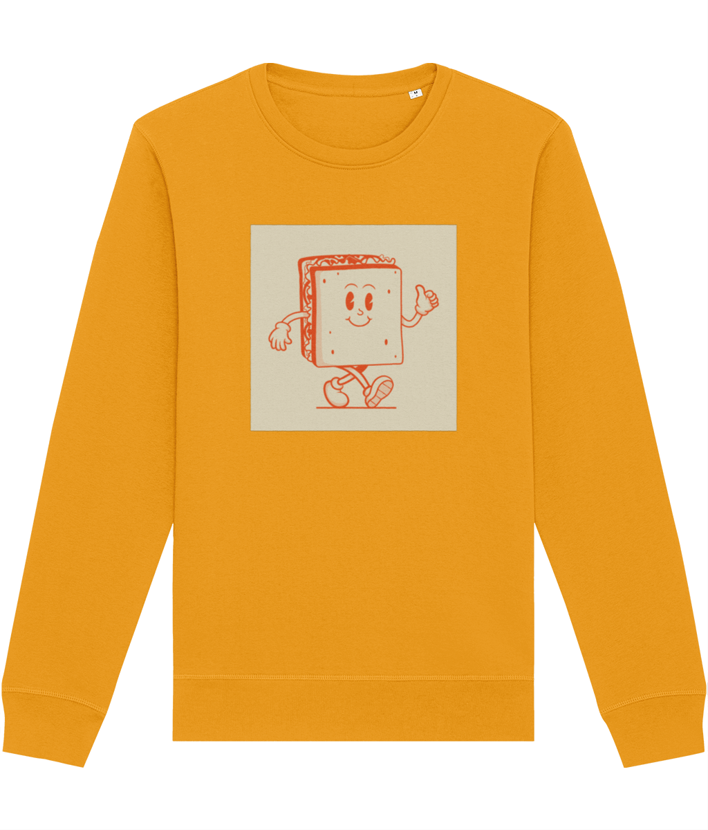The Positive 'Happy Sandwich' Retro Organic Cotton Sweatshirt blends retro charm with modern comfort.