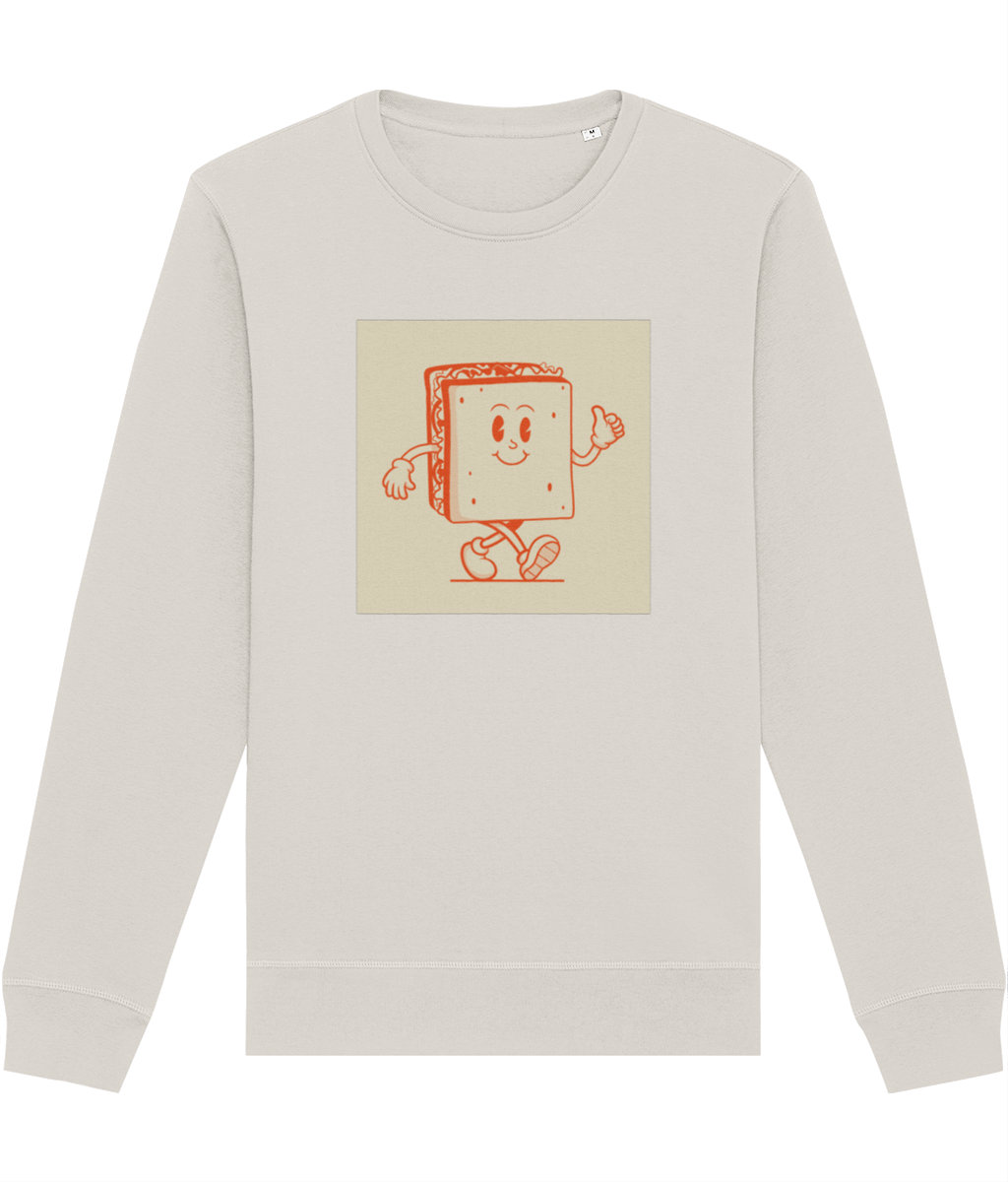 Get nostalgic with the Positive 'Happy Sandwich' Retro Organic Cotton Sweatshirt—vintage and stylish.