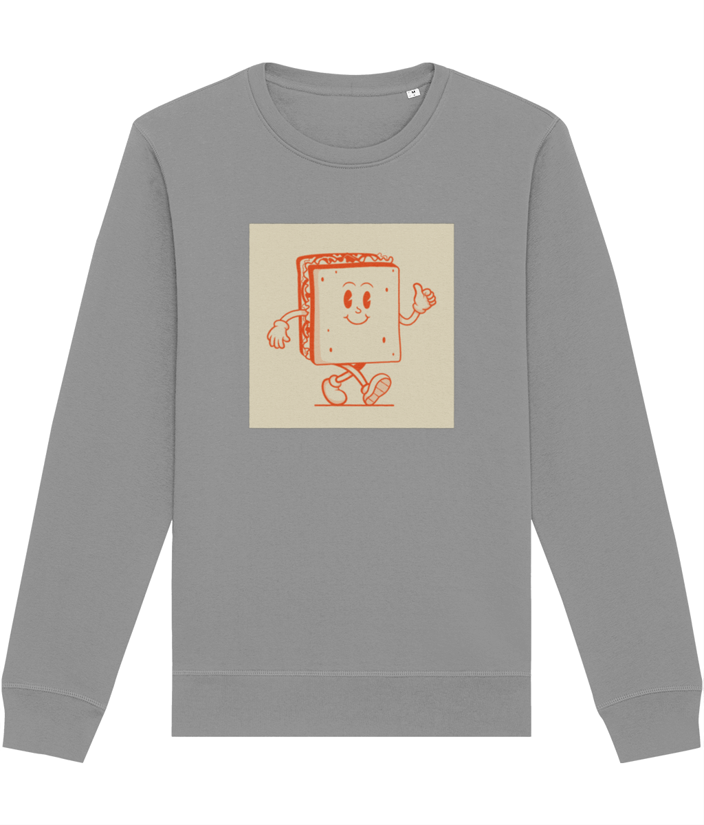 Classic meets comfort in the Positive 'Happy Sandwich' Retro Organic Cotton Sweatshirt—a retro gem!