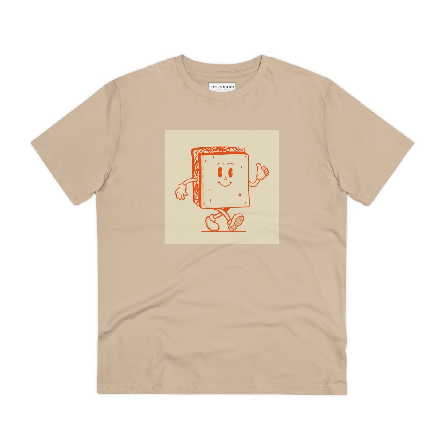 Stand out with the Positive 'Happy Sandwich' Retro Organic Cotton T-Shirt, a perfect retro style t-shirt!