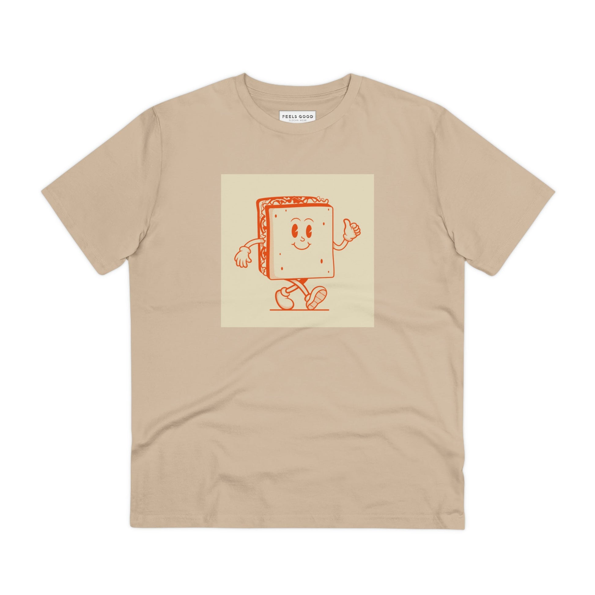 Stand out with the Positive 'Happy Sandwich' Retro Organic Cotton T-Shirt, a perfect retro style t-shirt!