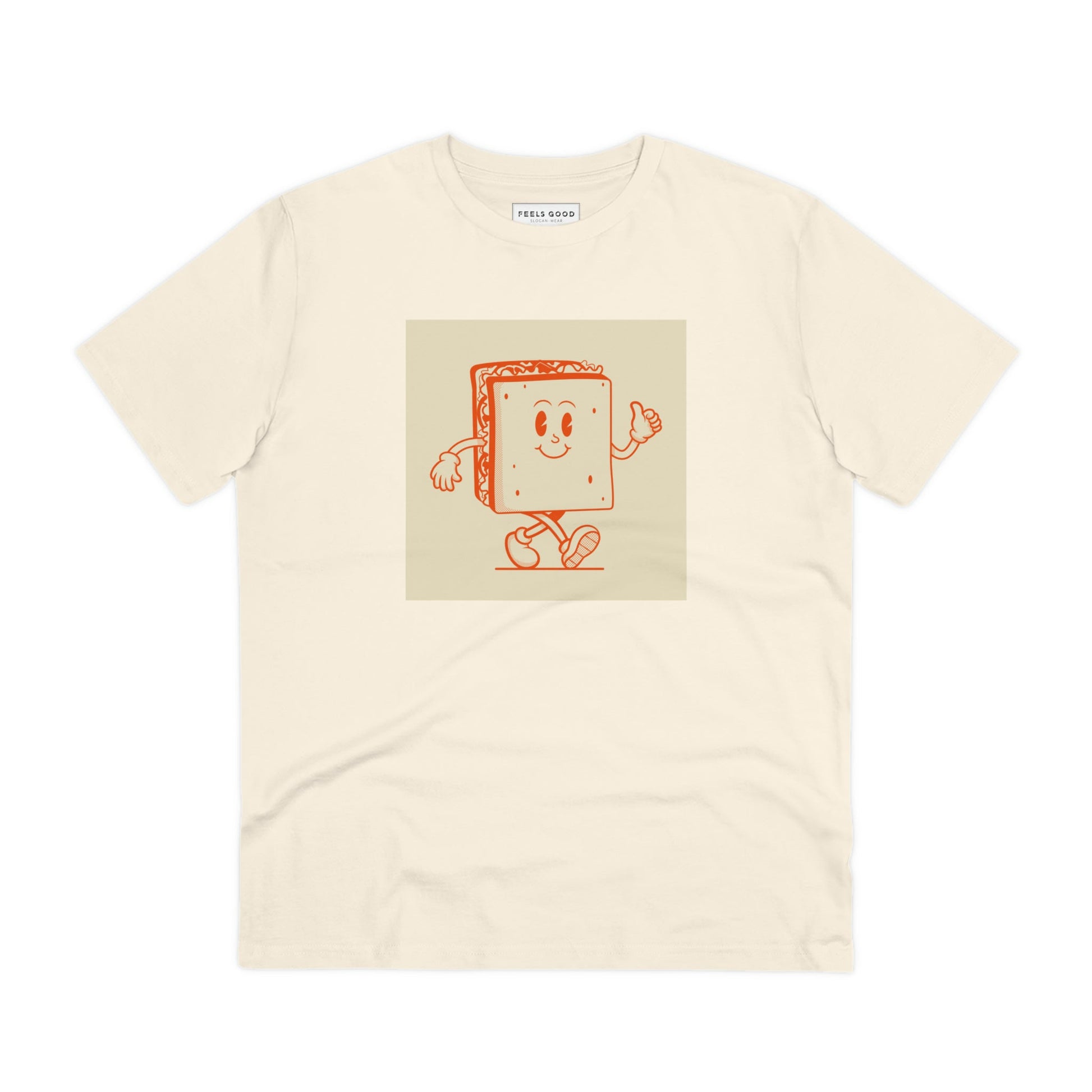 Elevate your look with the Positive 'Happy Sandwich' Retro Organic Cotton T-Shirt, a vintage slogan t-shirt!