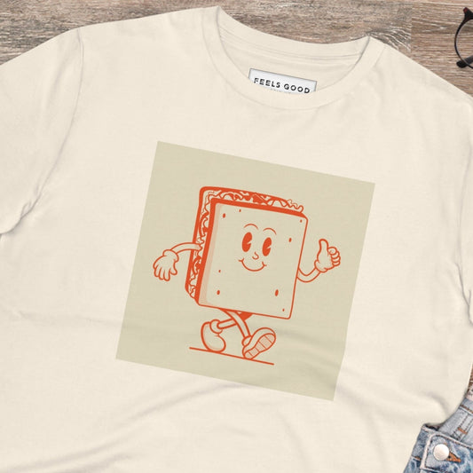 Stay stylish with the Positive 'Happy Sandwich' Retro Organic Cotton T-Shirt—a must-have retro slogan tee!