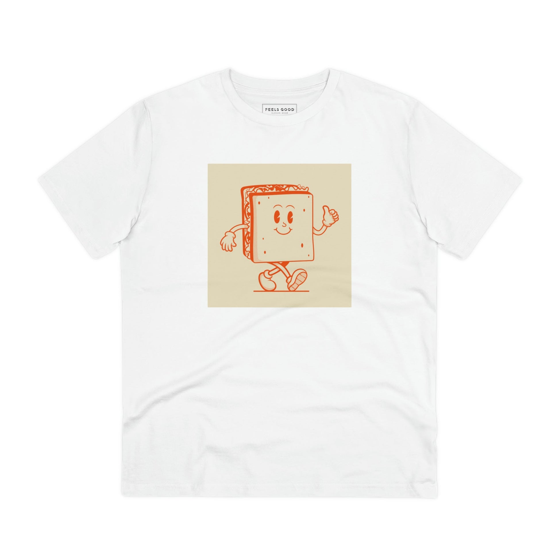 Feel nostalgic in the Positive 'Happy Sandwich' Retro Organic Cotton T-Shirt, a retro tshirt men will love!
