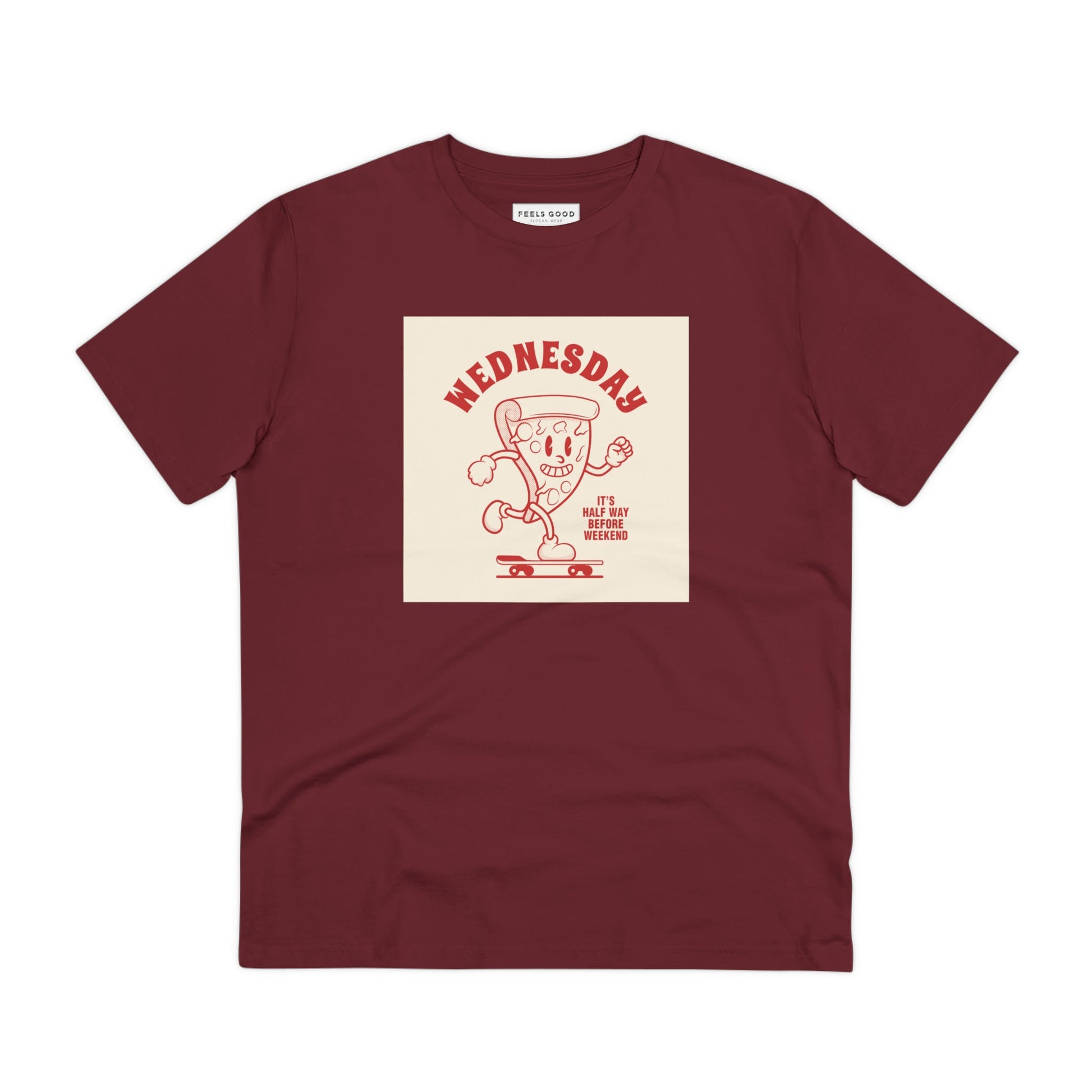 Love retro? The Positive 'Half-Way Wednesday' retro organic cotton t-shirt is a must-have classic!