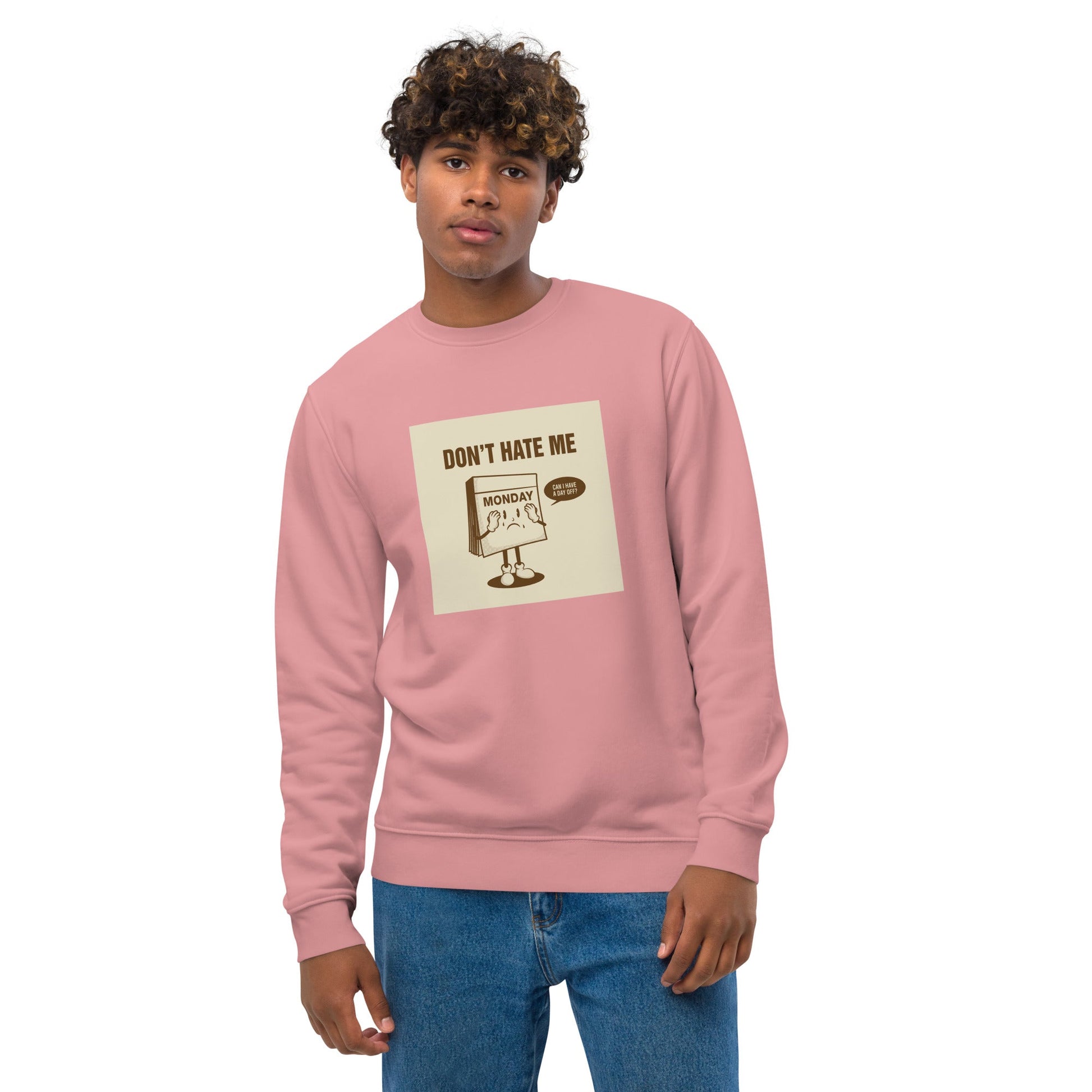 The Positive 'I Don't Hate Mondays' Retro Organic Cotton Sweatshirt—classic retro style.