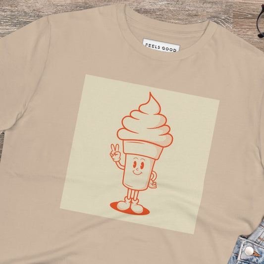 Stay cool with the Positive 'Ice-cream Scoop' Retro Organic Cotton T-shirt! Fun retro slogan t-shirts.