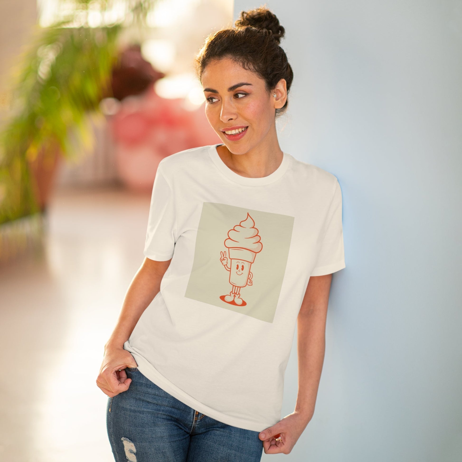 Scoop up style with our Positive 'Ice-cream Scoop' Retro Organic Cotton T-shirt! Retro t-shirts for women.