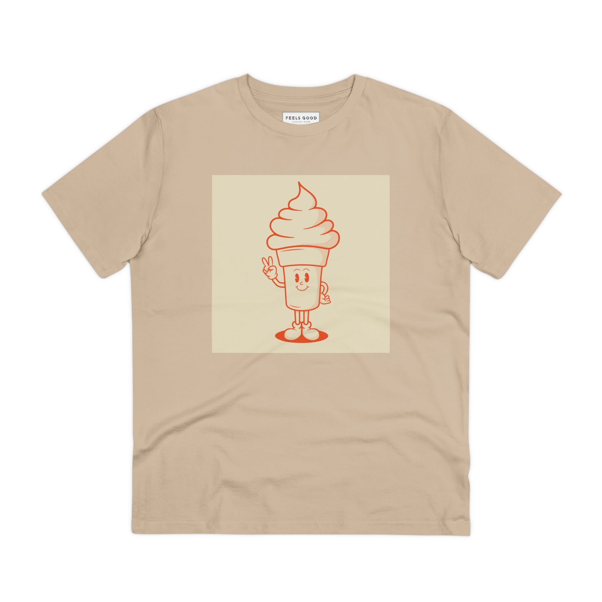 Enjoy a scoop of nostalgia with the Positive 'Ice-cream Scoop' Retro Organic Cotton T-shirt! Retro tshirt.