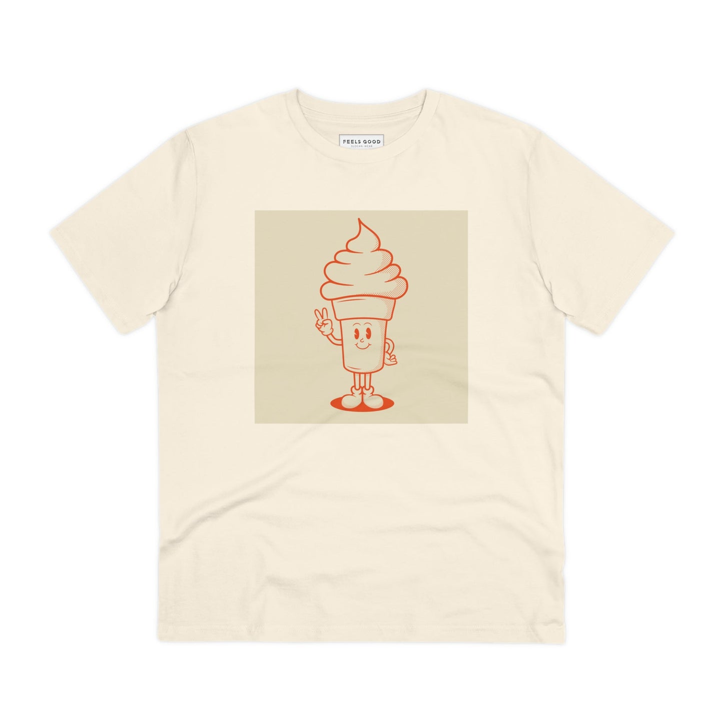 A cool twist on fashion, the Positive 'Ice-cream Scoop' Retro Organic Cotton T-shirt! Retro style t-shirts.