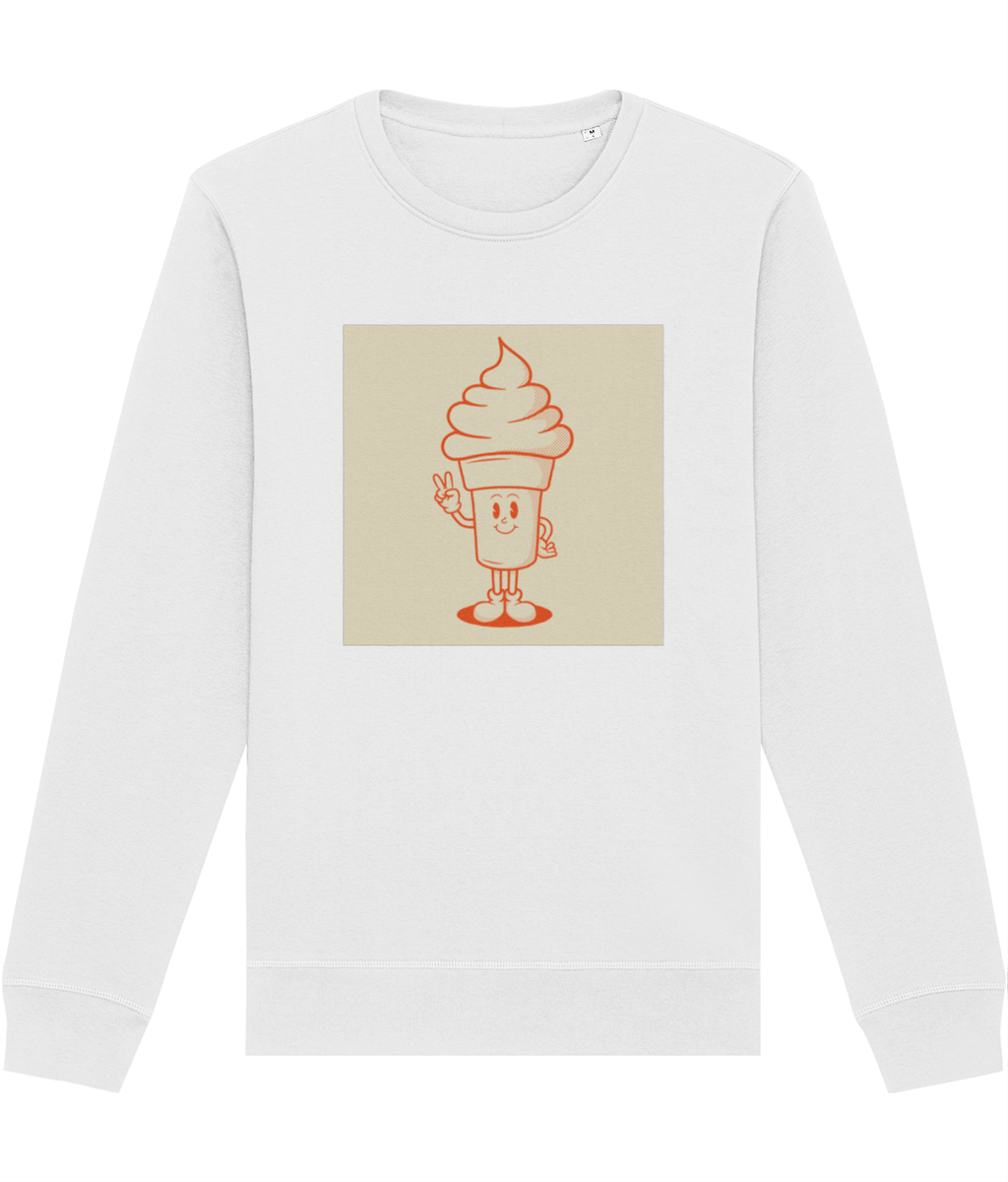 Stay stylish in a retro sweatshirt—grab the Positive 'Ice-cream Tub' Retro Organic Cotton Sweatshirt!