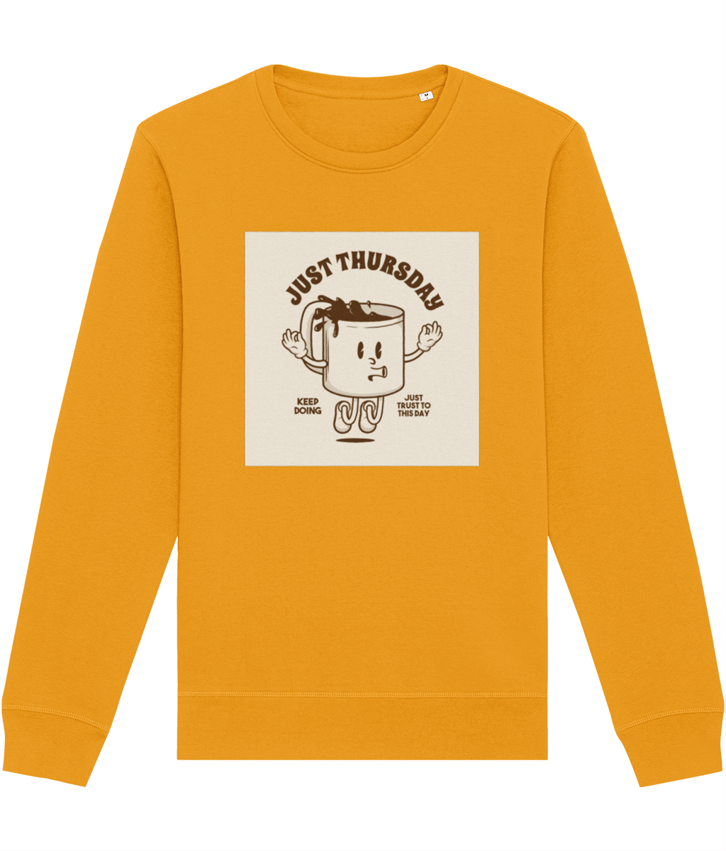 Stay stylish in the Positive 'Just Thursday' Retro Organic Cotton Sweatshirt—classic retro sweatshirts UK!