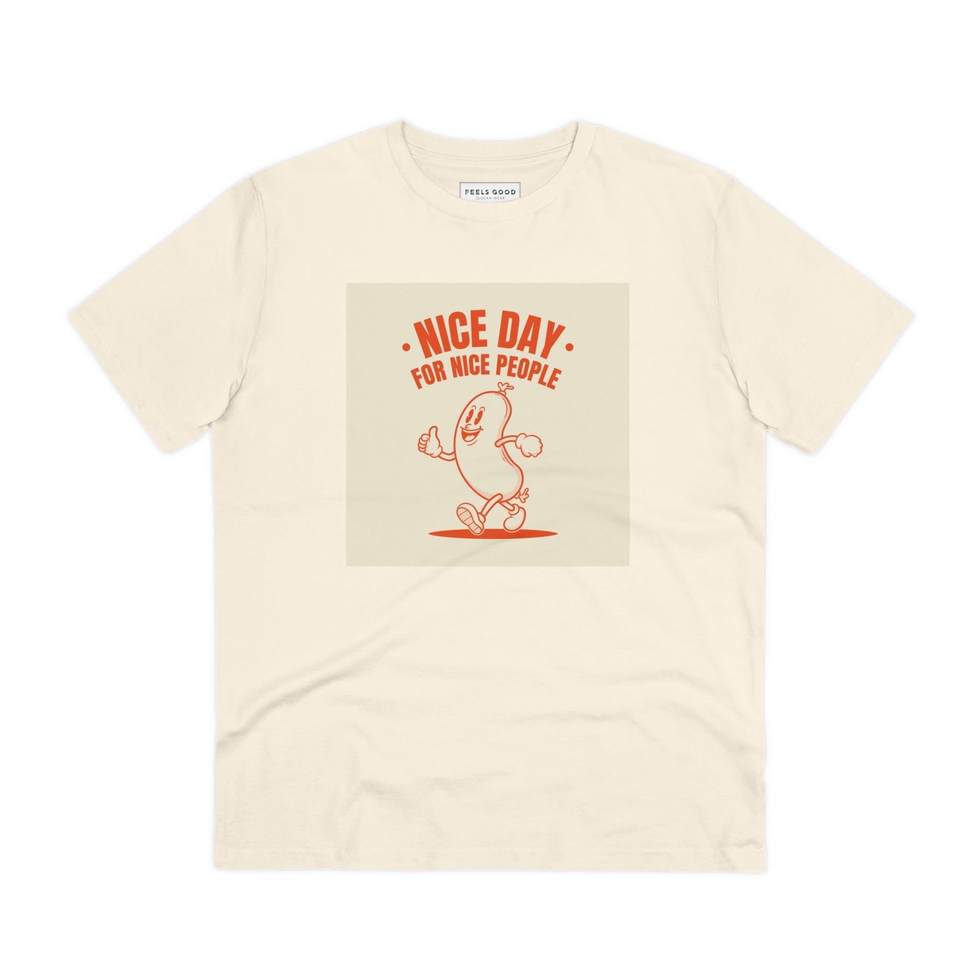 Add flair to your wardrobe with the Positive 'Nice People' retro organic cotton t-shirt vintage slogan t-shirt.