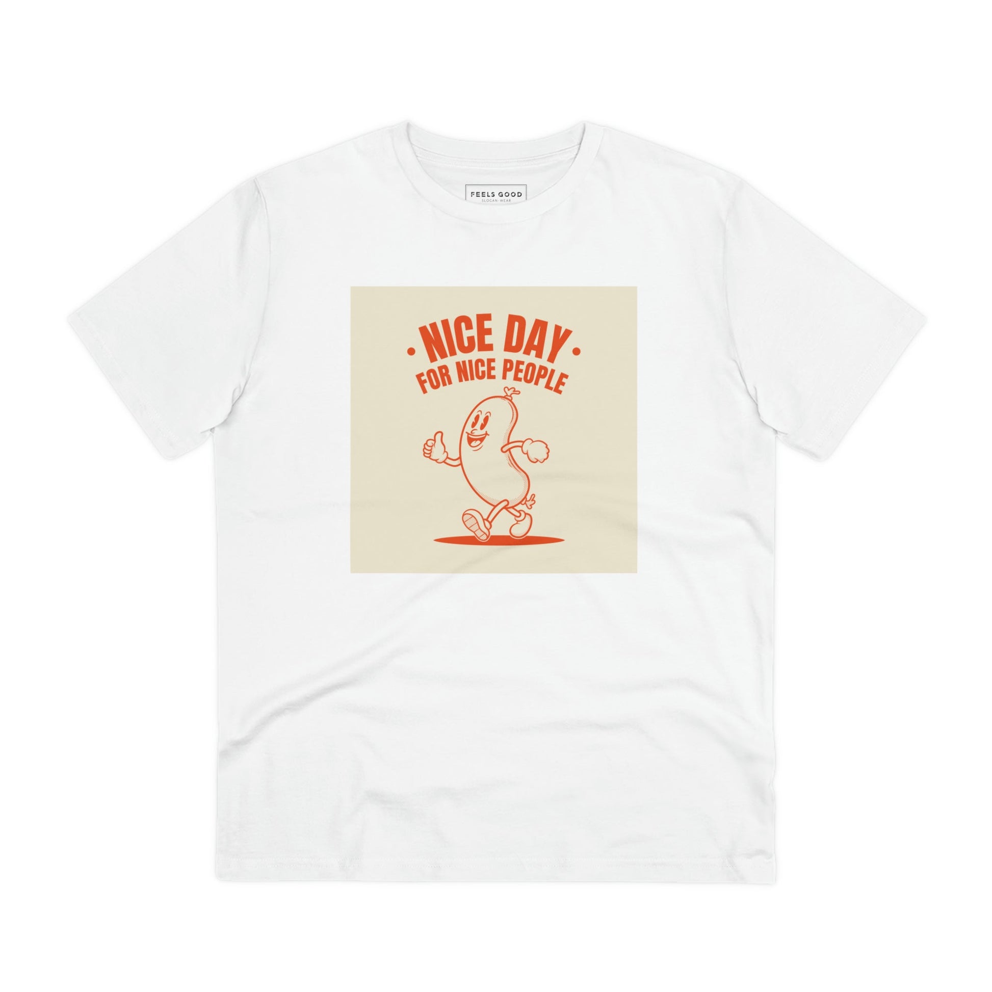 The Positive 'Nice People' retro organic cotton t-shirt brings comfort and style to your retro tshirt look.