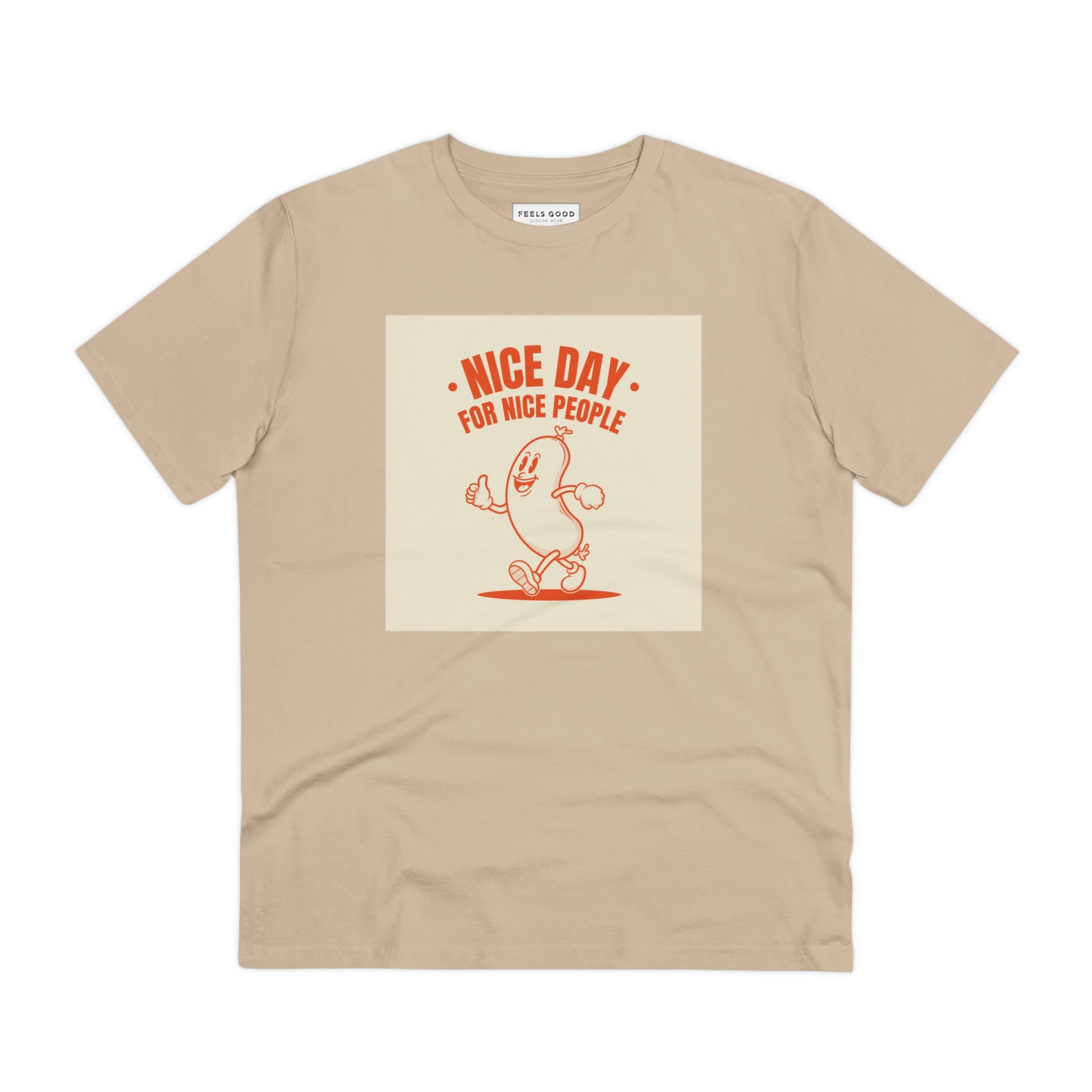 Stand out with the Positive 'Nice People' retro organic cotton t-shirt, a timeless retro style t-shirt!