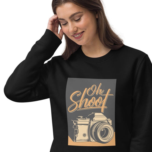 Stay stylish with the Positive 'Oh Shoot!' Retro Organic Cotton Sweatshirt – a must-have retro sweatshirt!
