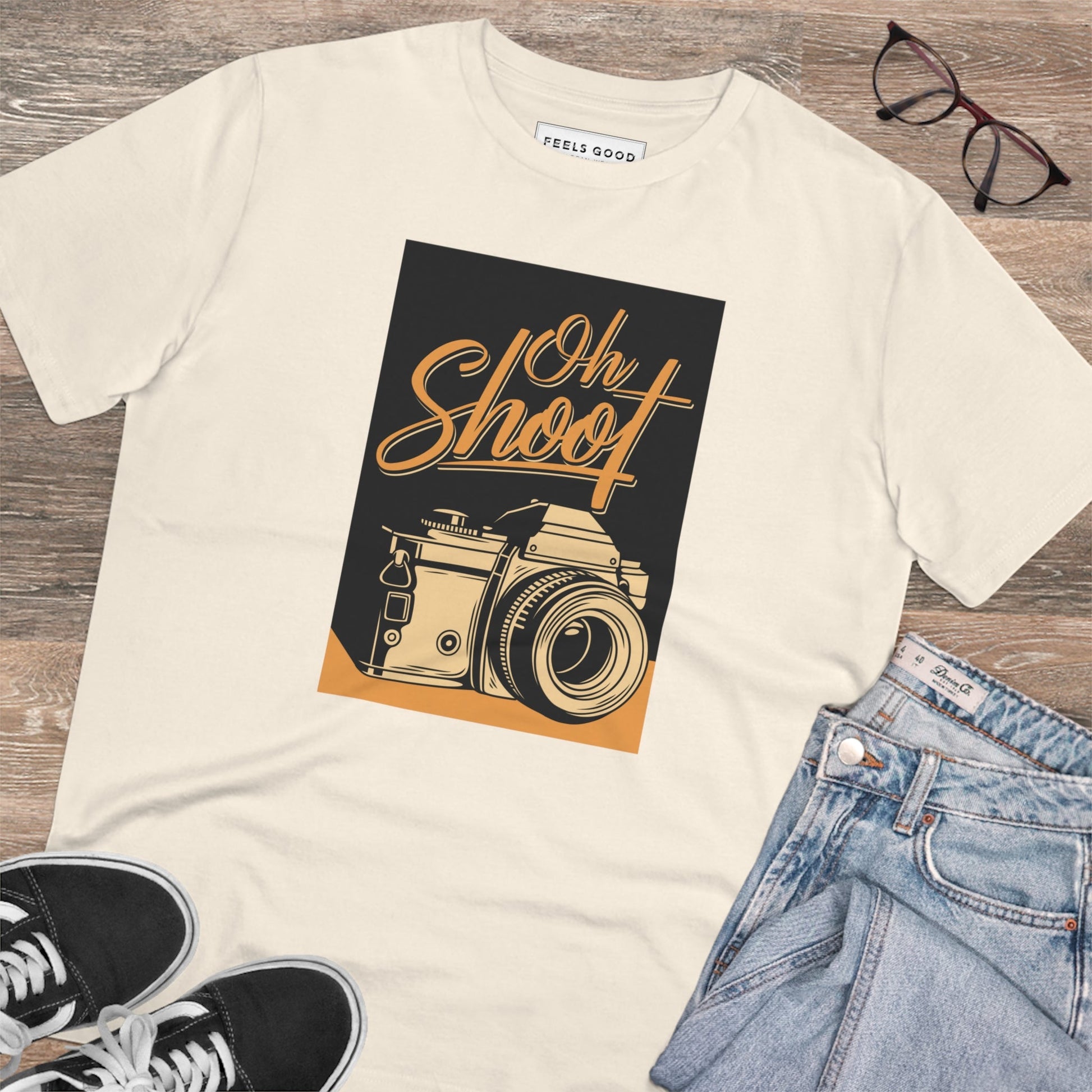 Add humor to your look with the Positive 'Oh Shoot!' retro organic cotton t-shirt – retro and timeles.