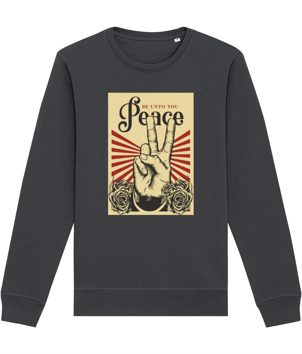 Add vintage charm with the Positive 'Peace Be Unto You' Retro Organic Cotton Sweatshirt, UK’s favorite.