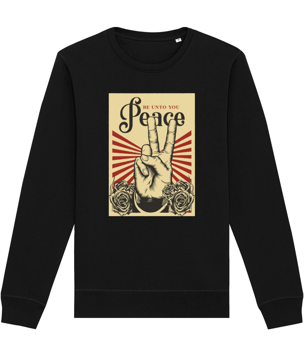 Classic vibes meet comfort in the Positive 'Peace Be Unto You' Retro Organic Cotton Sweatshirt.