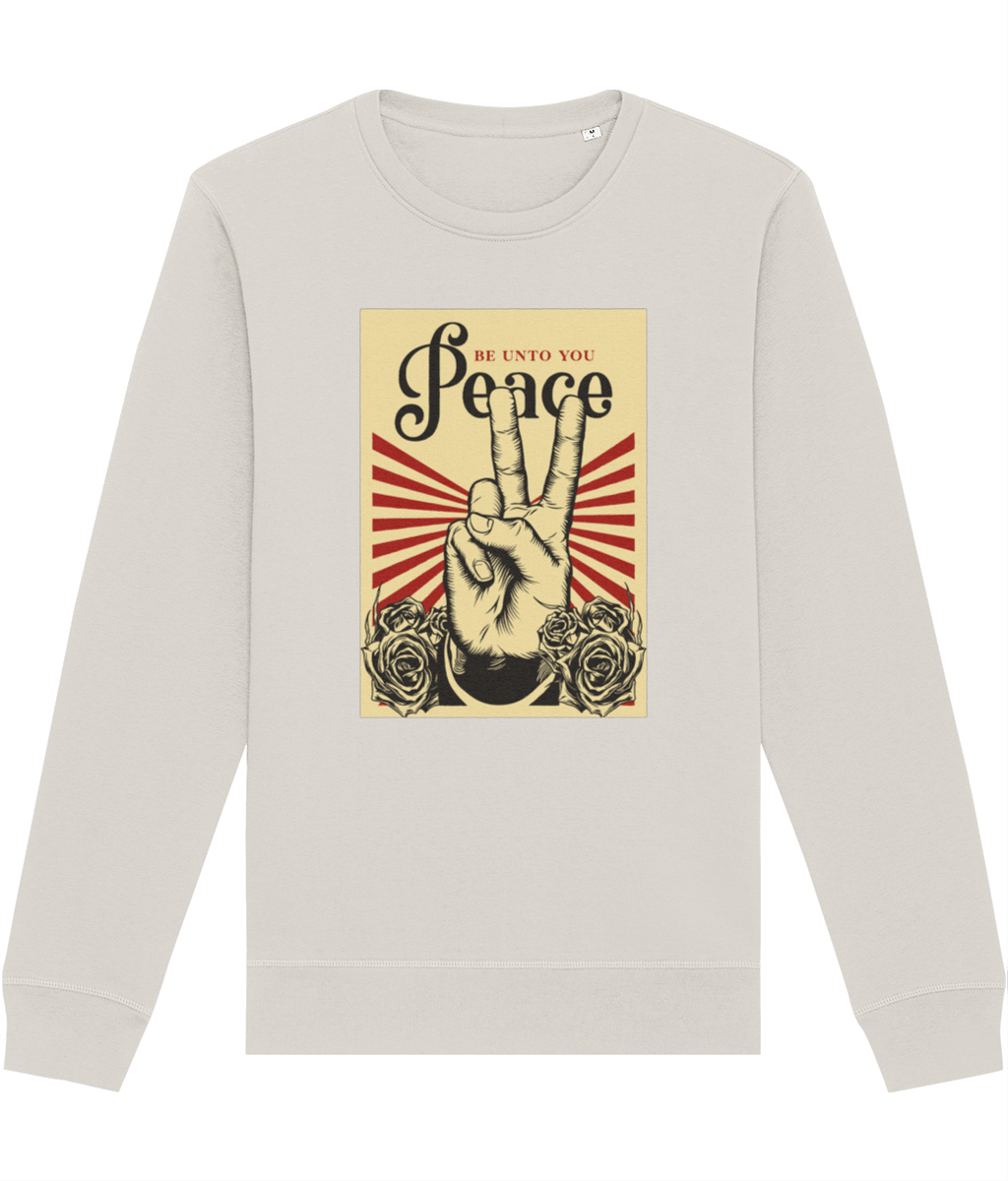 The Positive 'Peace Be Unto You' Retro Organic Cotton Sweatshirt is perfect for men who love vintage.