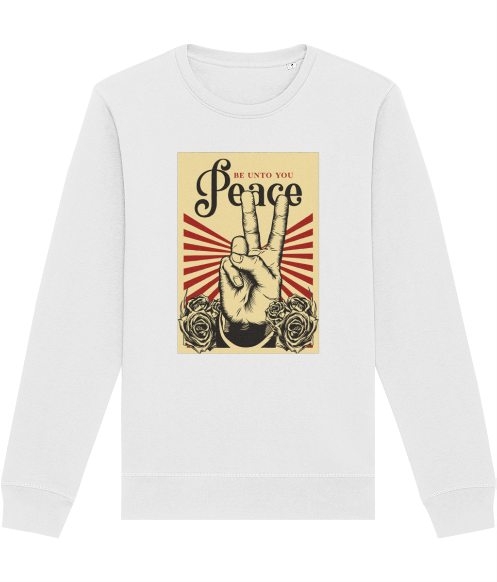 Upgrade your look with the Positive 'Peace Be Unto You' Retro Organic Cotton Sweatshirt, a must-have!