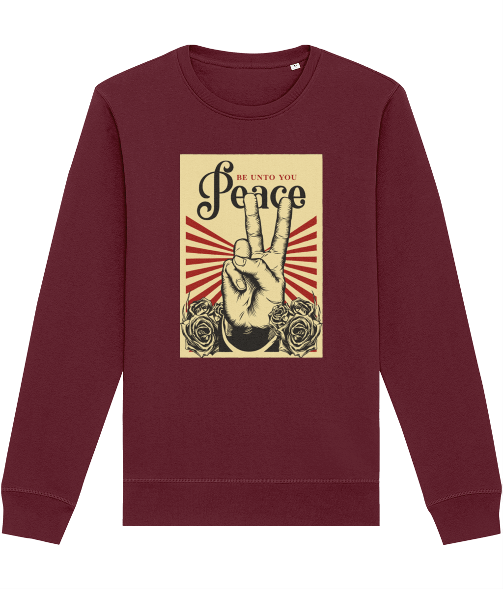 Express yourself in the Positive 'Peace Be Unto You' Retro Organic Cotton Sweatshirt, a crew essential.