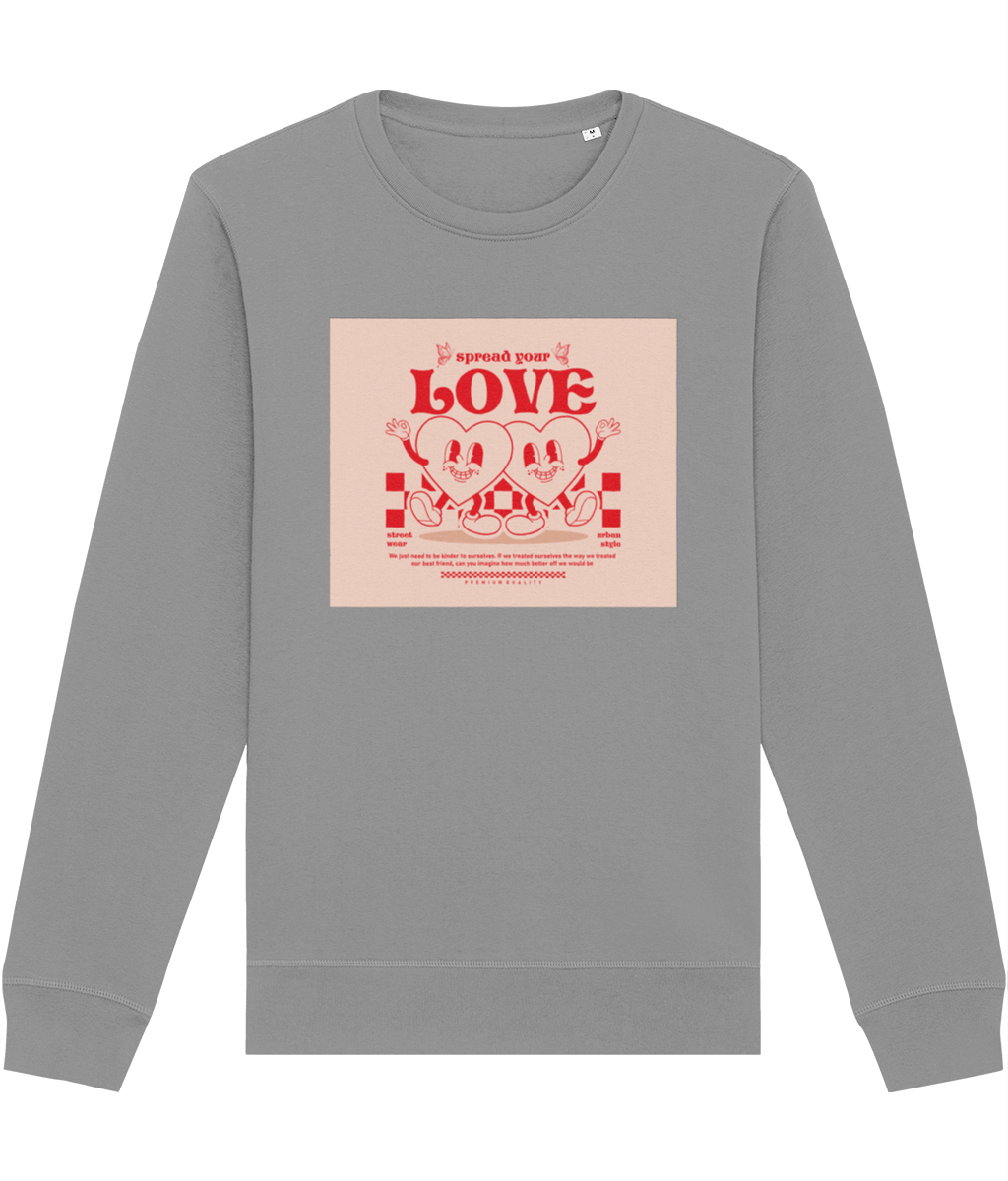 Elevate your style with the Positive 'Spread Your Love' Retro Organic Cotton Sweatshirt today!
