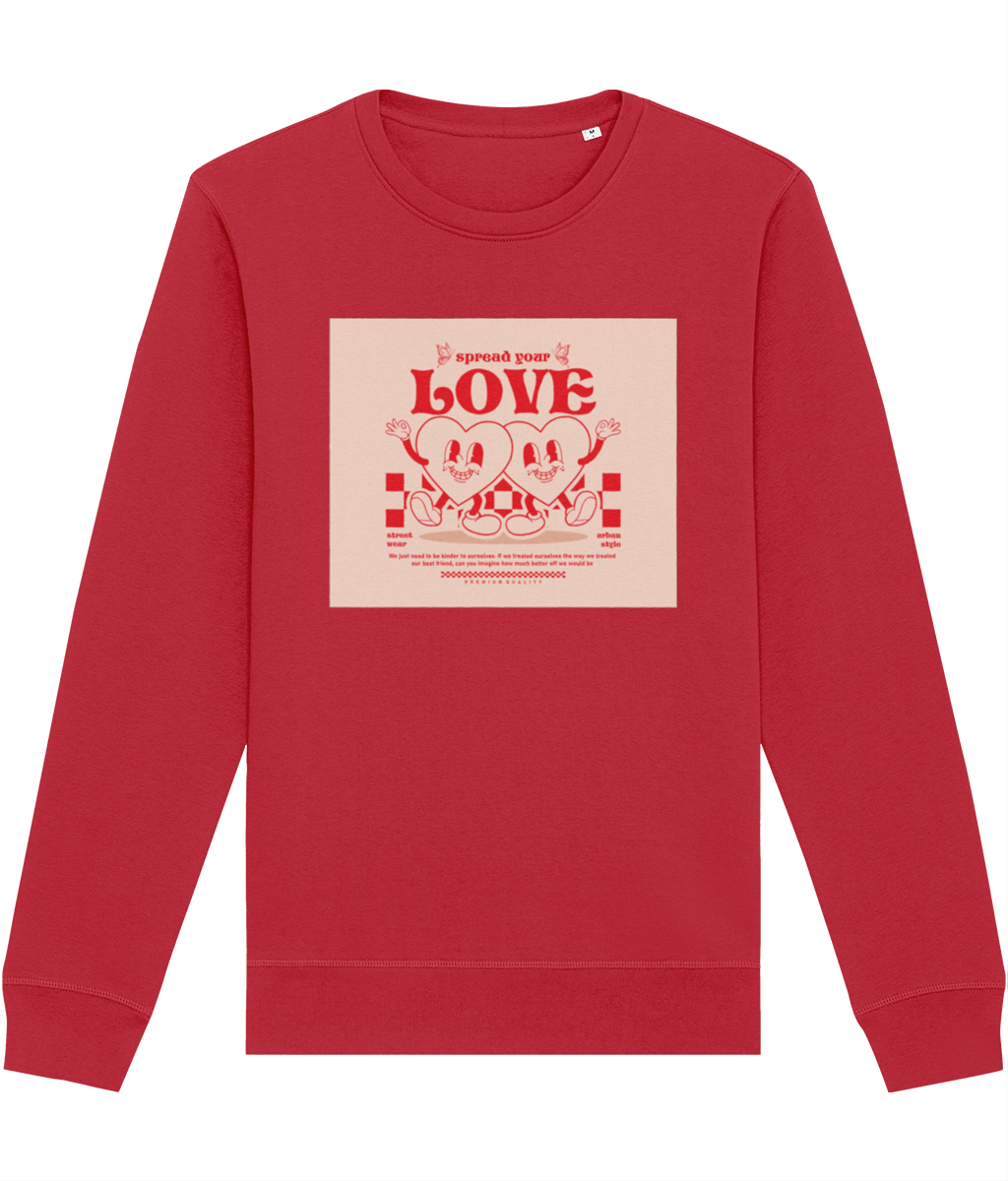 The Positive 'Spread Your Love' Retro Organic Cotton Sweatshirt is a timeless retro fashion staple!