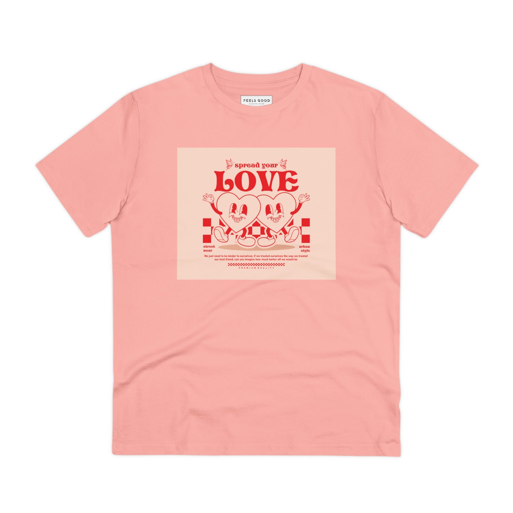 Get groovy with the Positive 'Spread Your Love' Retro Organic Cotton T-Shirt – retro vibes all day!
