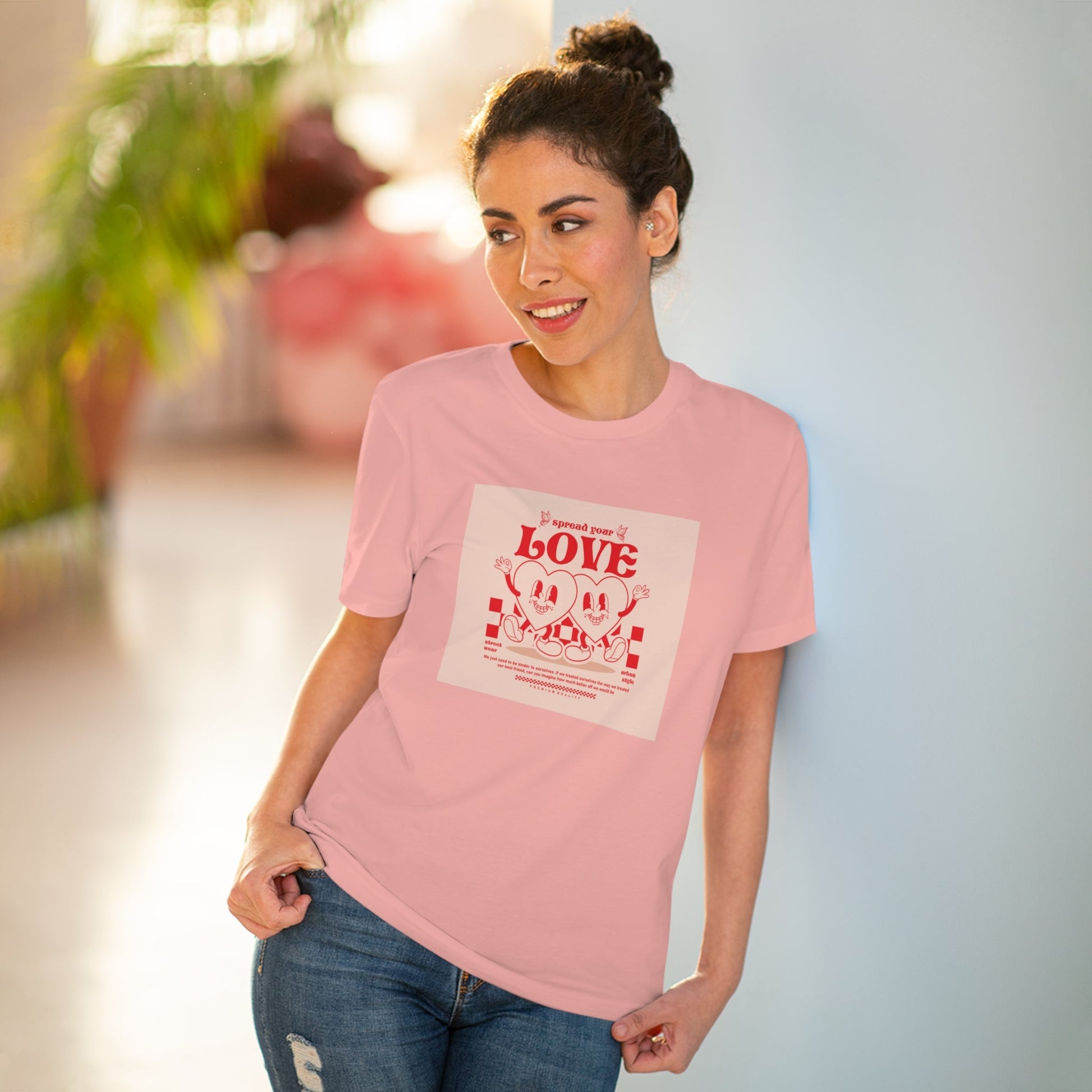 The Positive 'Spread Your Love' Retro Organic Cotton T-Shirt is a must-have for vintage lovers.