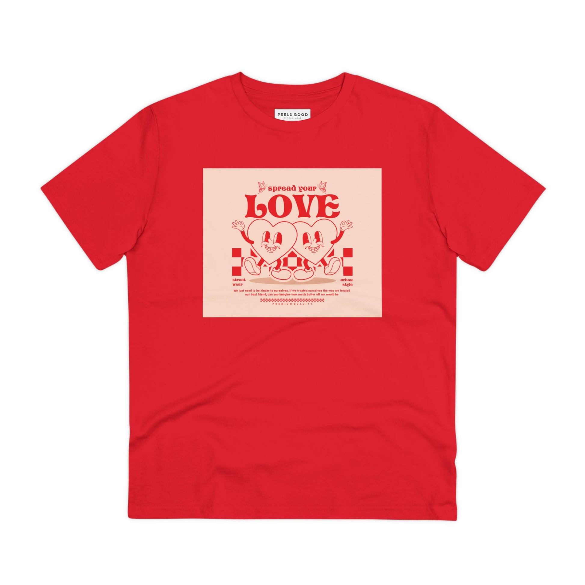 Upgrade your wardrobe with the Positive 'Spread Your Love' Retro Organic Cotton T-Shirt today!