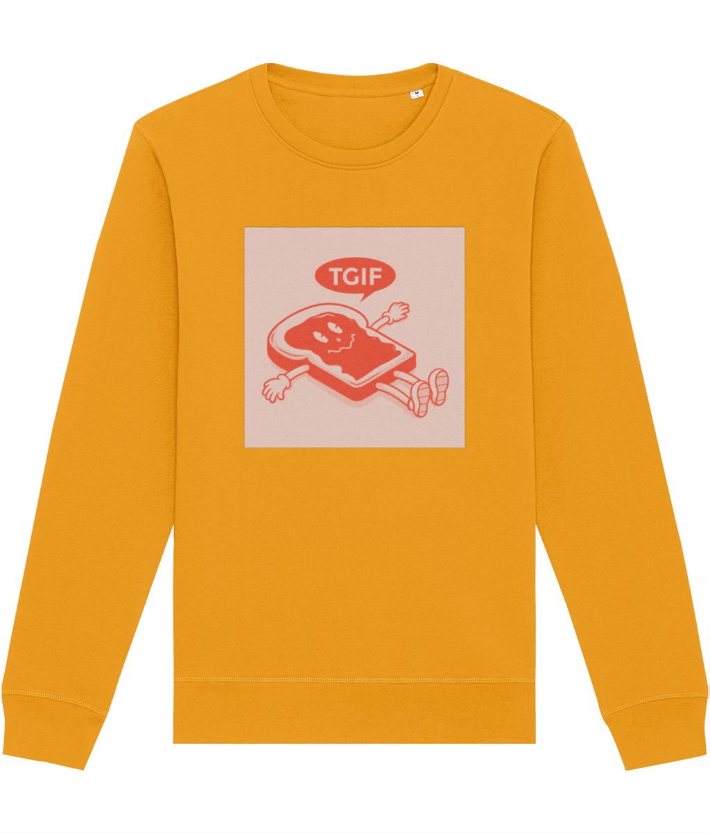 Embrace vintage vibes in the Positive 'Thank God It's Friday' retro organic cotton Sweatshirt – shop now!