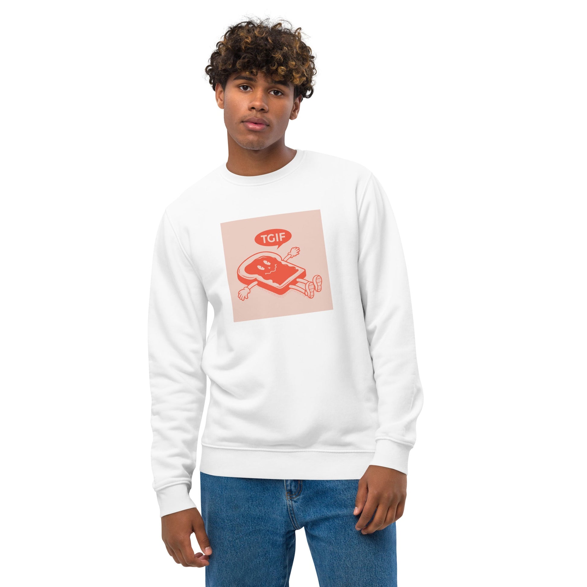 A timeless Positive 'Thank God It's Friday' retro organic cotton Sweatshirt – the best retro sweatshirt!