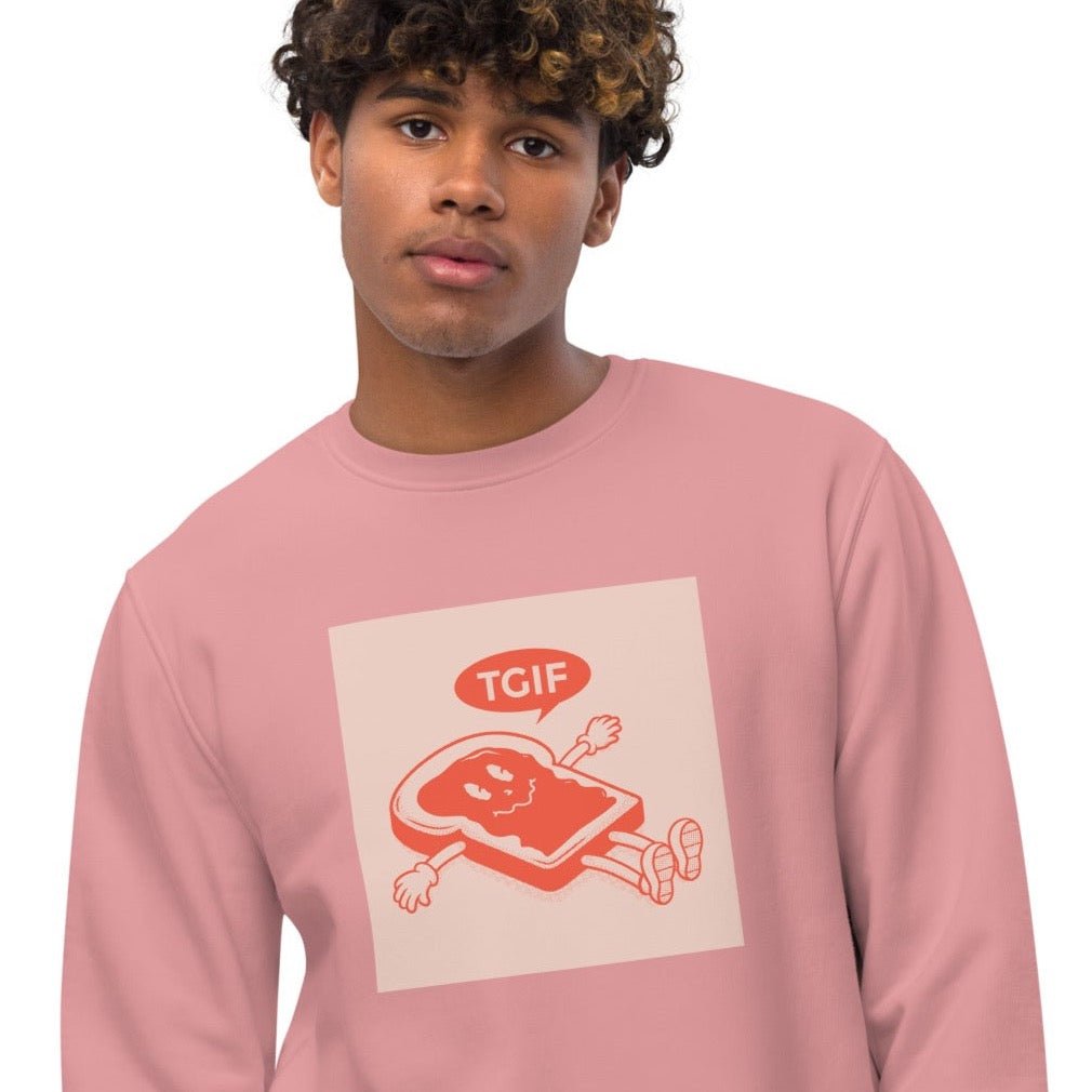 Positive 'Thank God It's Friday' retro organic cotton Sweatshirt – a must-have vintage graphic sweatshirt!