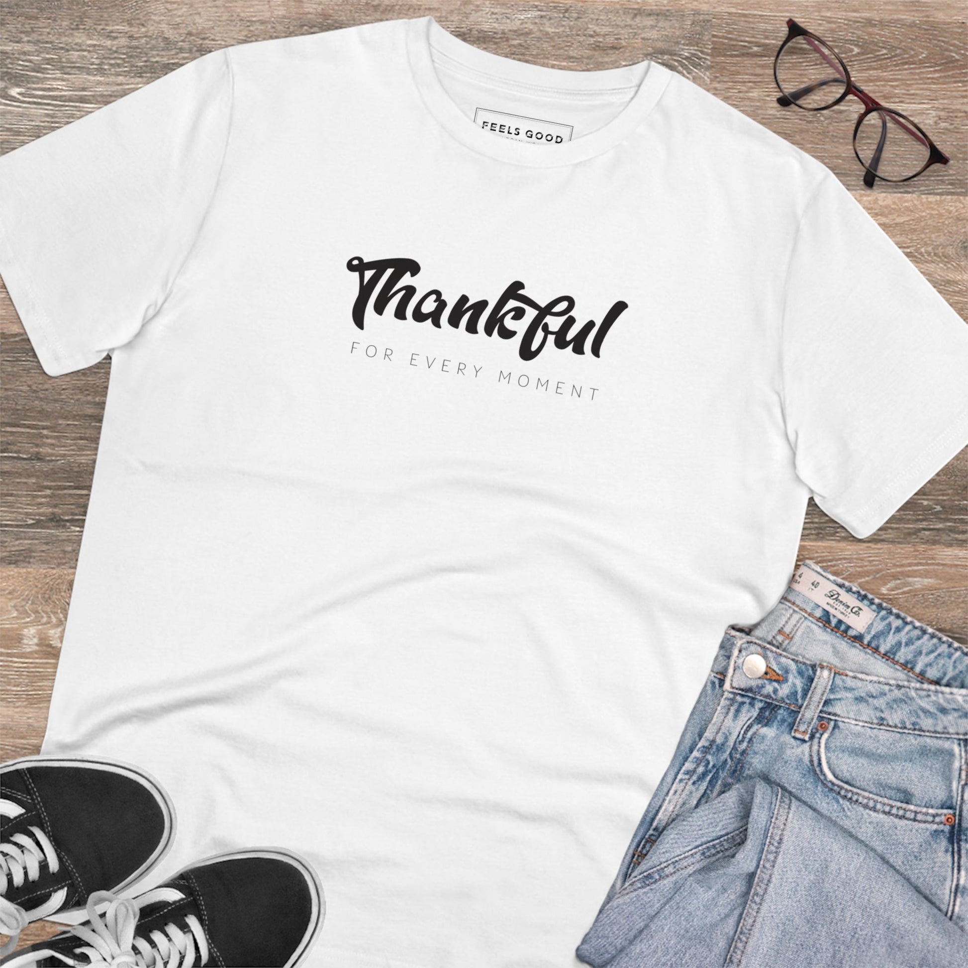 Best t-shirt brand: Positive 'Thankful' organic cotton tee.

