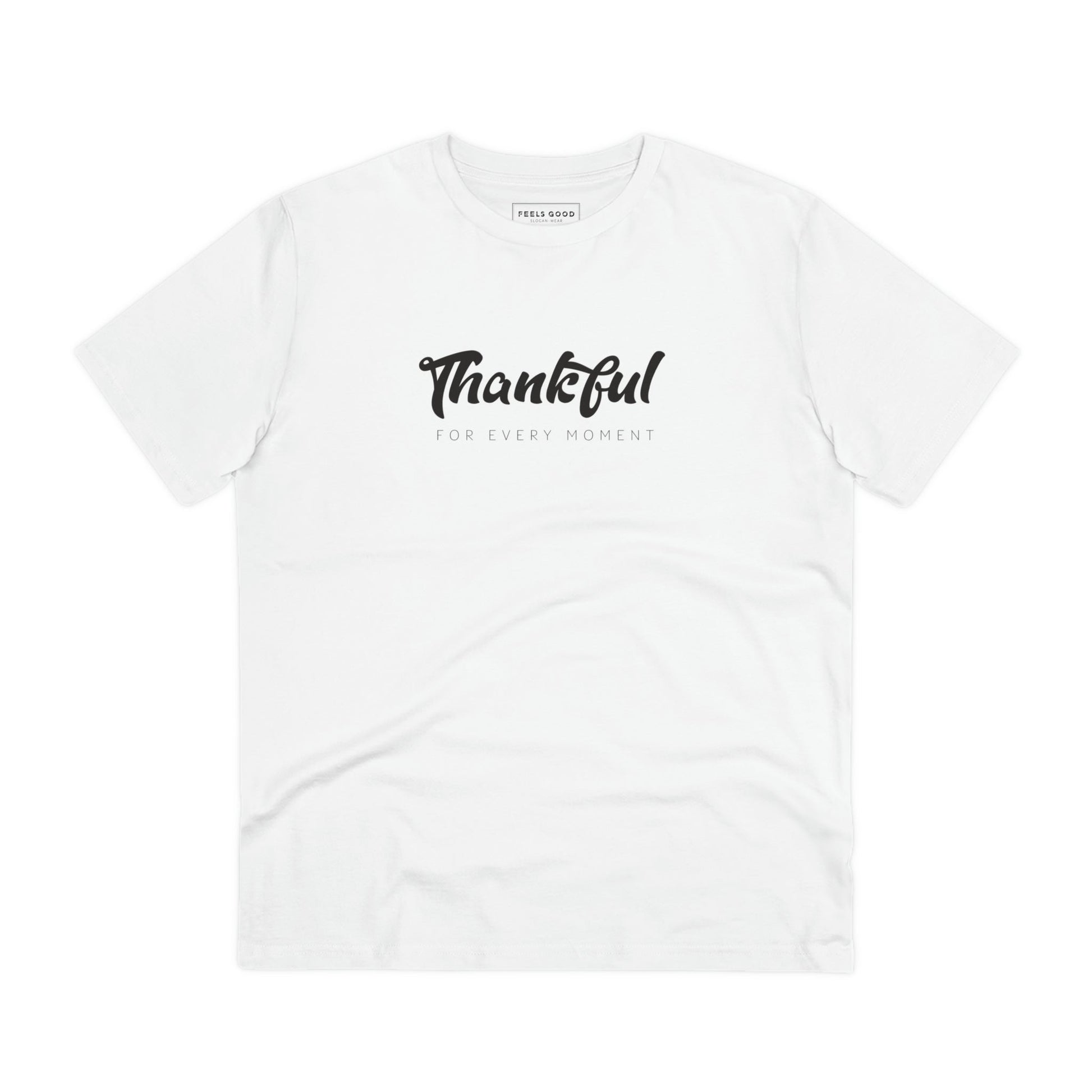 Shop best t-shirts: Positive 'Thankful' organic cotton style.