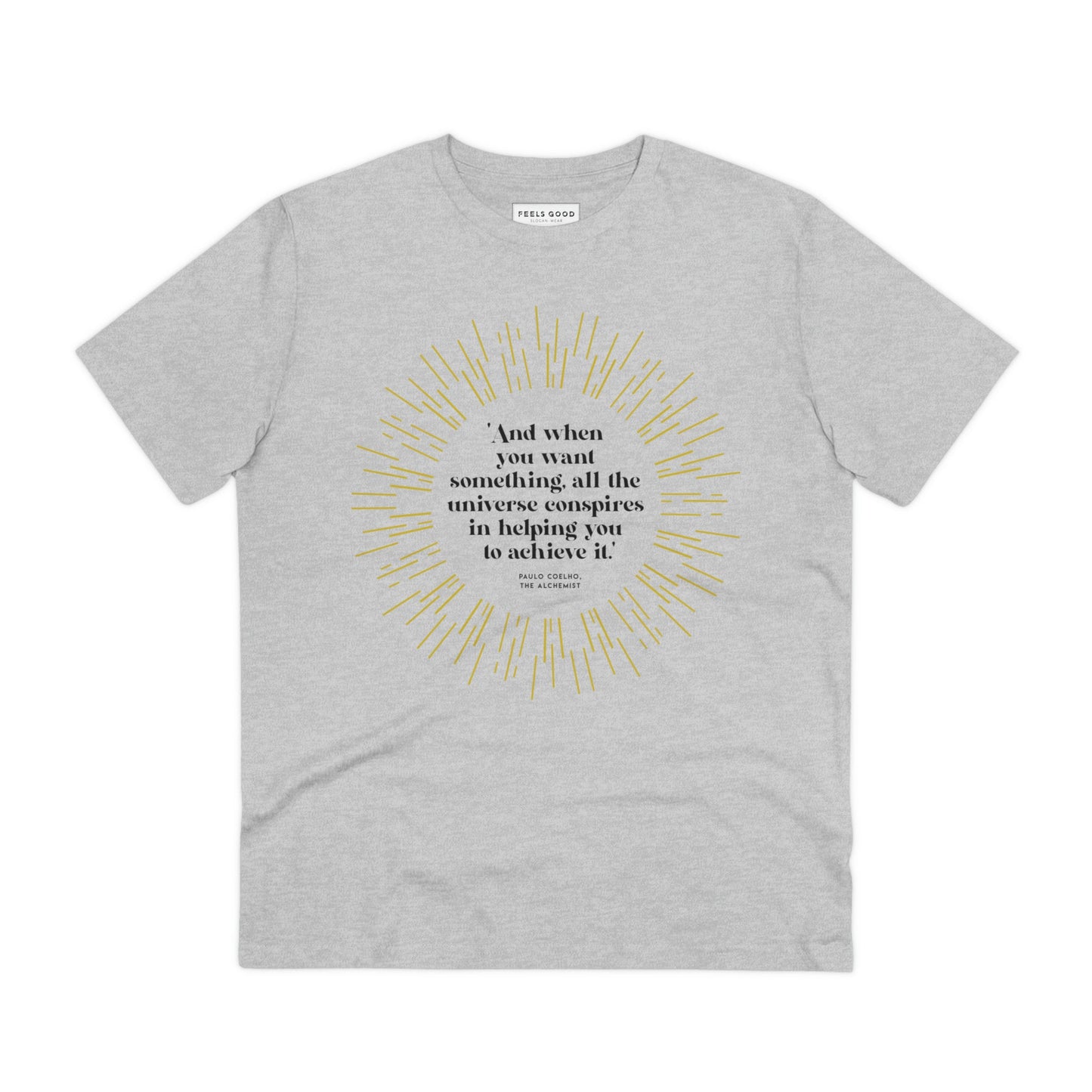 Unisex organic t-shirt with Positive The Alchemists slogan and relaxed fit.