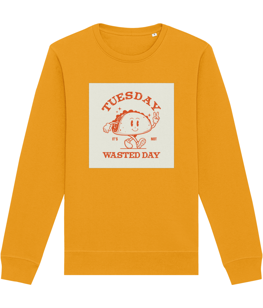 Upgrade your retro collection with the 'Wasted Day Tuesday' retro organic cotton Sweatshirt today!