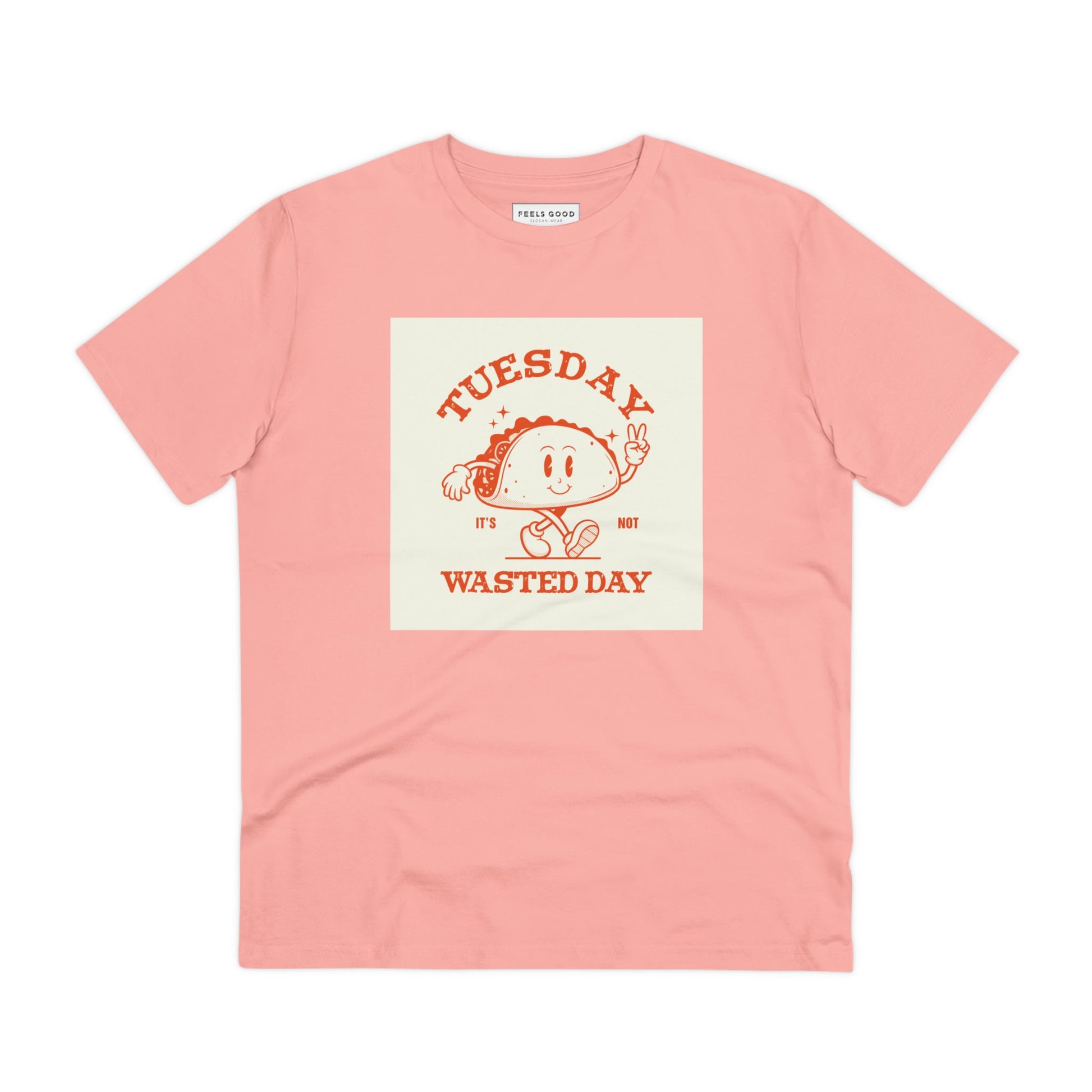 Embrace nostalgia with a retro womens tee like the positive 'Wasted Day Tuesday' retro organic cotton t-shirt.