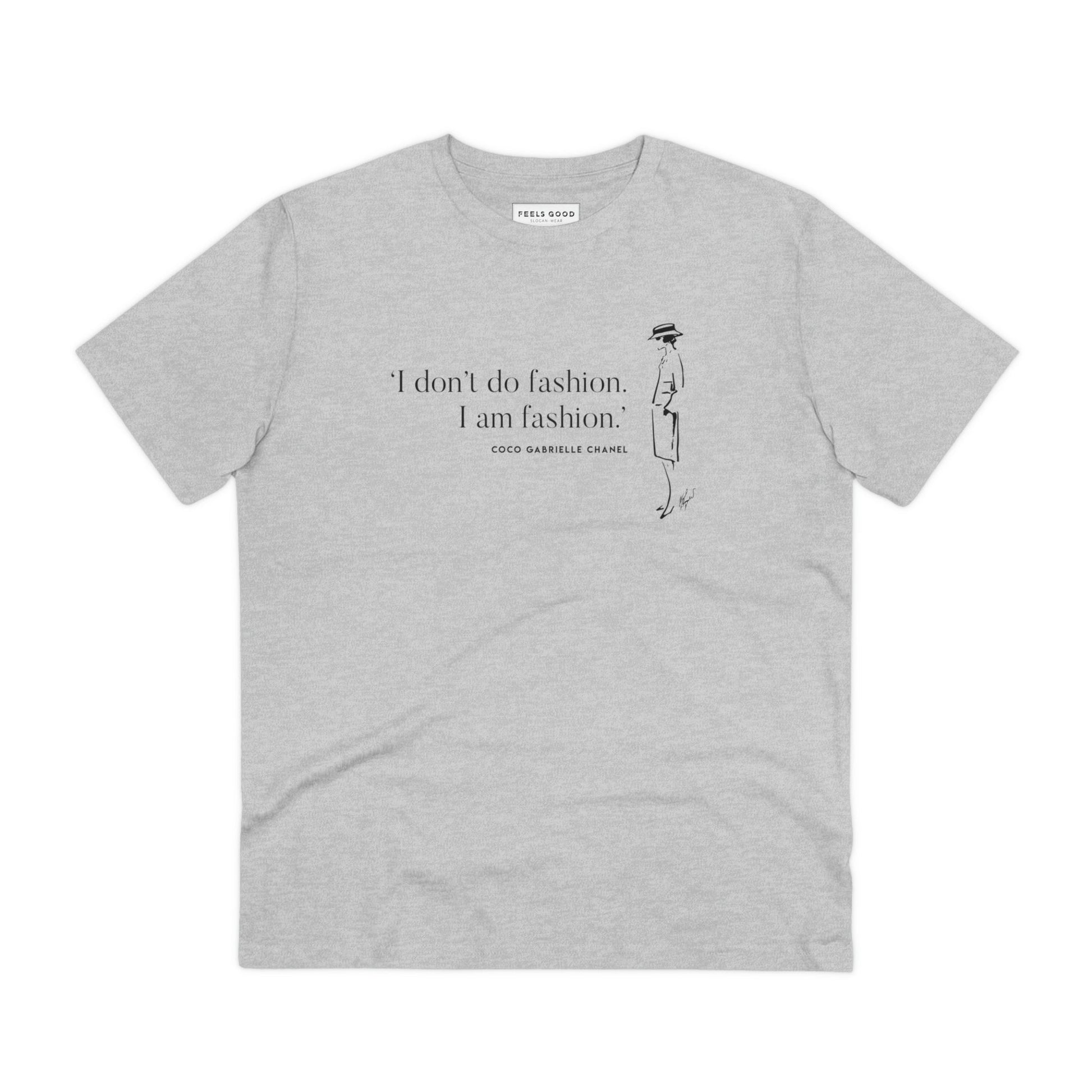 Love luxury? Quotes 'I Am Fashion' Coco organic cotton t-shirt – Dior t-shirt vibes with a unique twist.