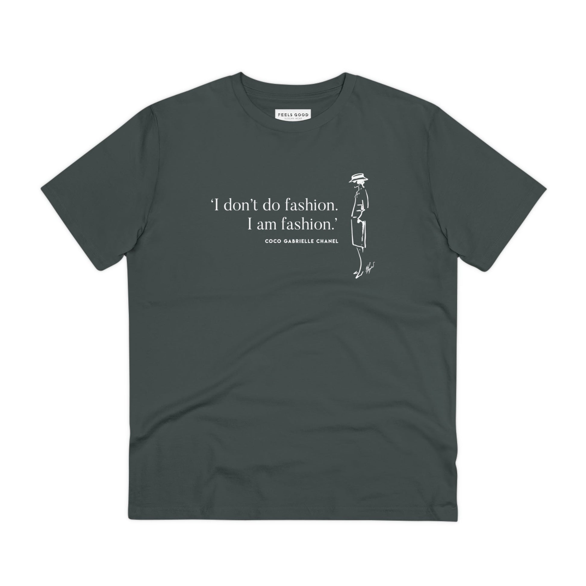 Add confidence to your look with Quotes 'I Am Fashion' Coco organic cotton t-shirt – quotes for tshirt lovers.