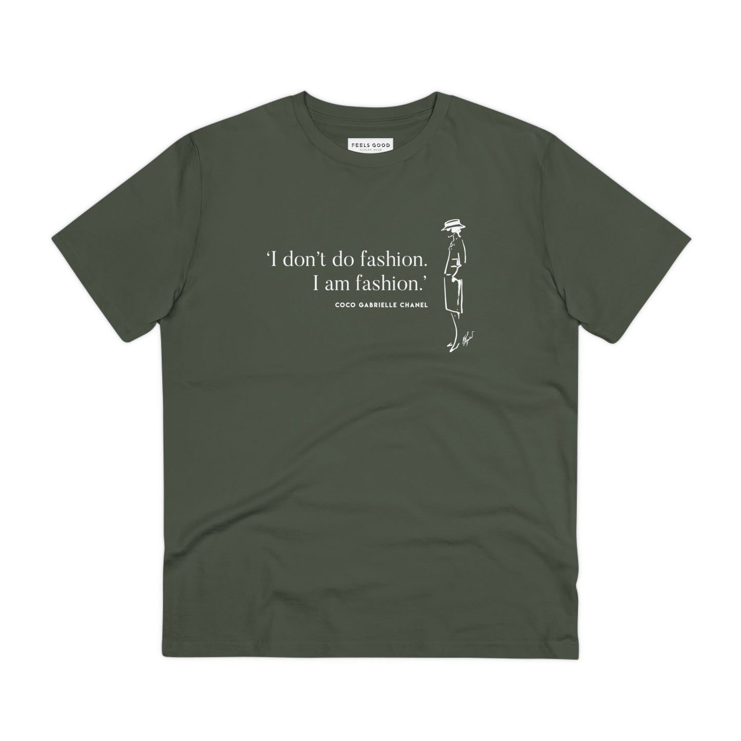 Soft, organic & stylish – Quotes 'I Am Fashion' Coco organic cotton t-shirt with quotes on t-shirt appeal.