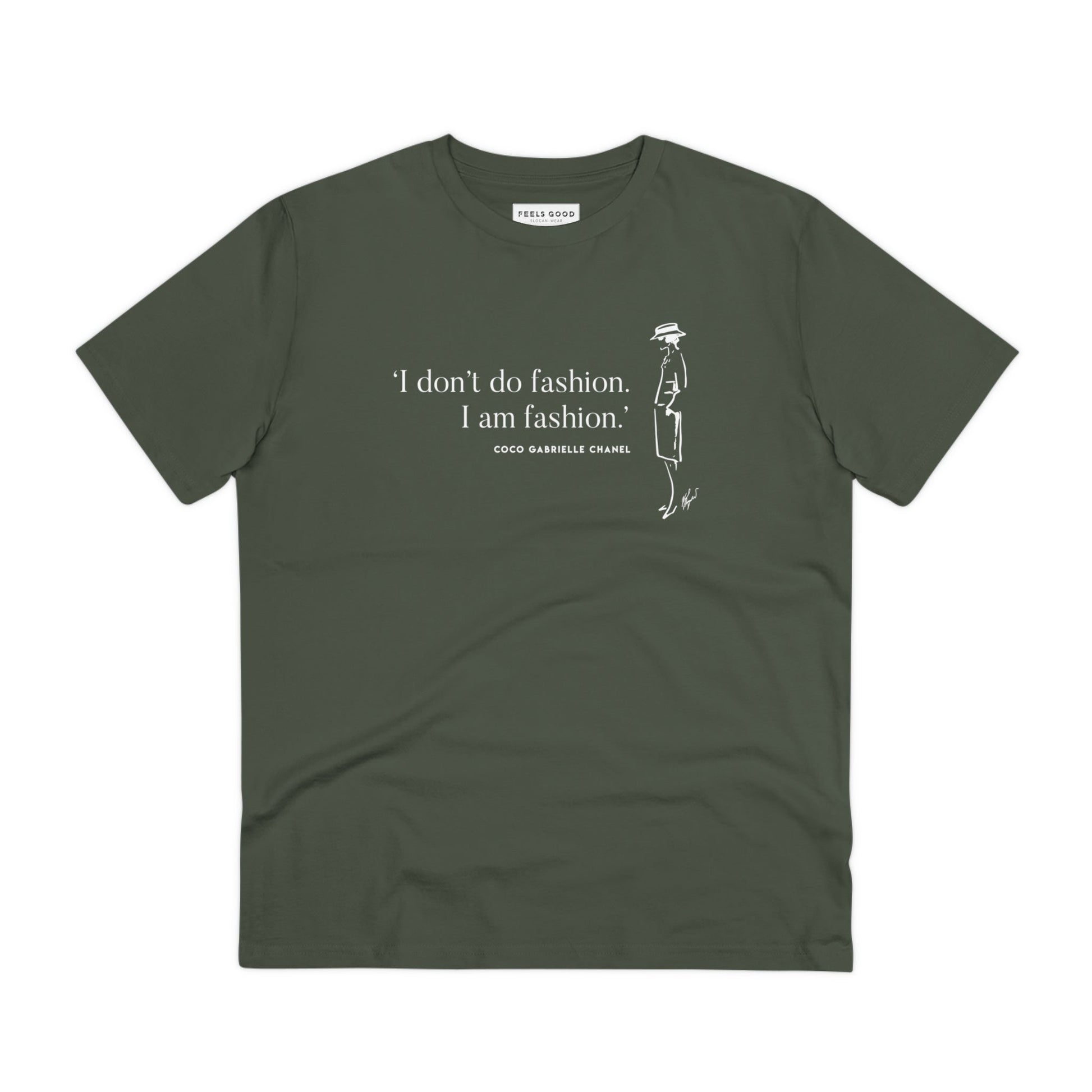 Soft, organic & stylish – Quotes 'I Am Fashion' Coco organic cotton t-shirt with quotes on t-shirt appeal.
