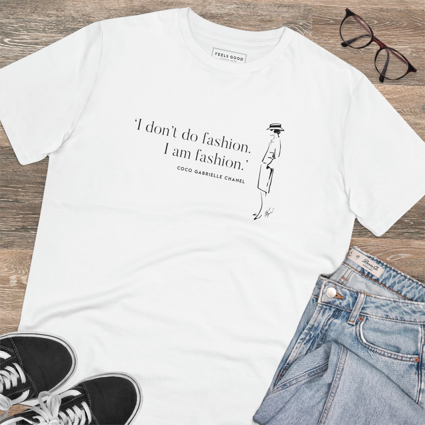 Inspired by icons, Quotes 'I Am Fashion' Coco organic cotton t-shirt – inspirational quotes for t-shirts.