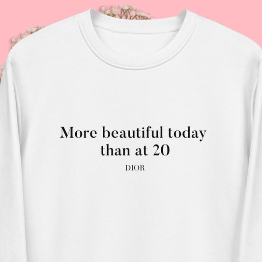 Sweatshirts with quotes – Dior Organic Cotton 'More Beautiful Now' slogan jumper

