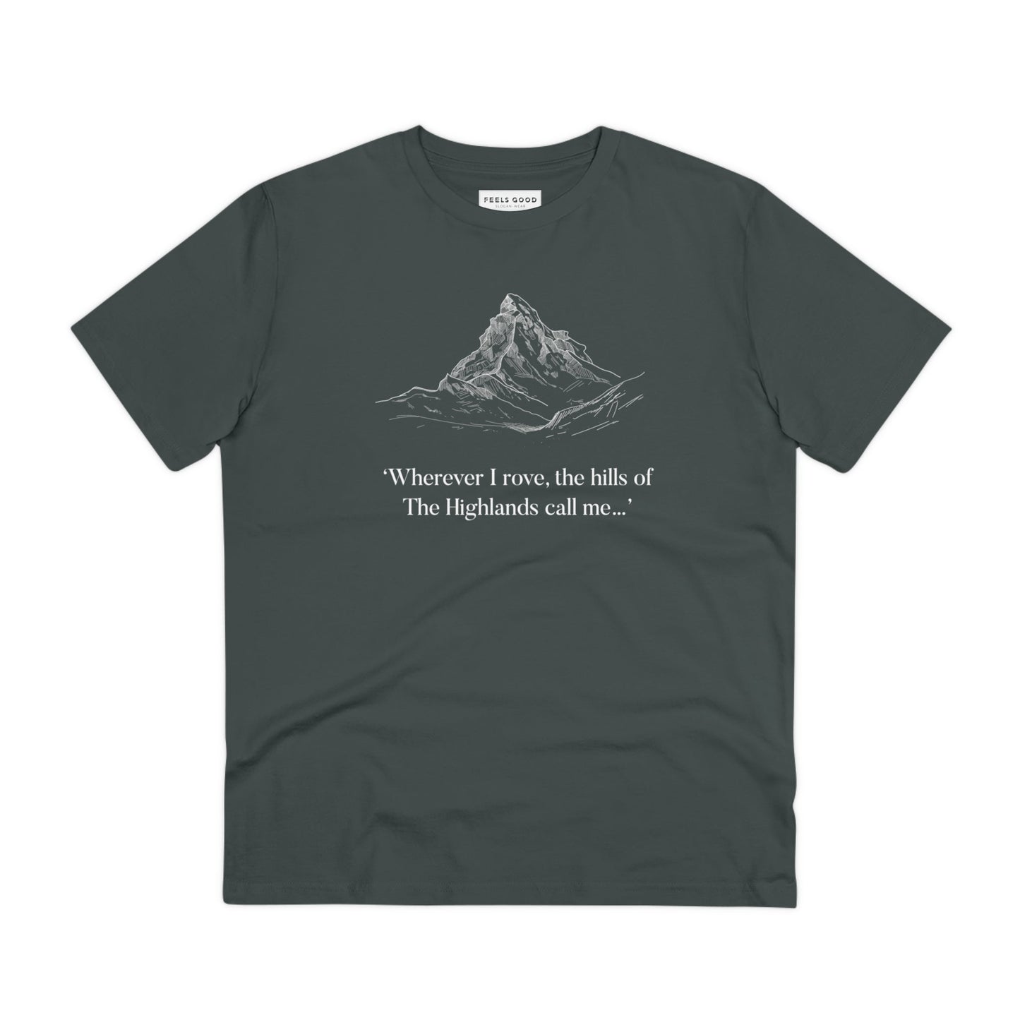 A must-have for Scotts clothing lovers—the Scotland 'Hills Of The Highlands' organic cotton t-shirt.